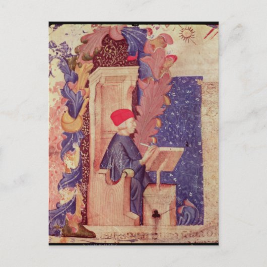 Dante schreibt "Die göttliche Komödie" Postkarte (Vorderseite)