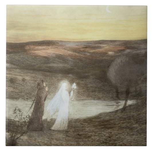 Dante und Beatrice, von "L'Estampe Moderne", publ Fliese (Vorderseite)