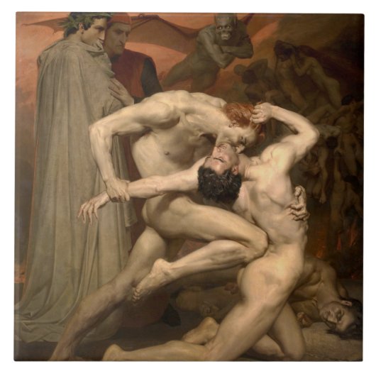Dante und Virgil in Hell (von Bouguereau) Fliese (Vorderseite)