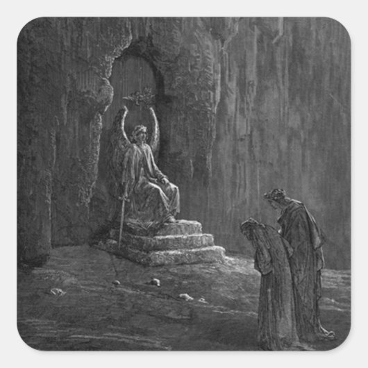 Dante & Virgil am Tor zum Fegefeuer Quadratischer Aufkleber (Vorderseite)