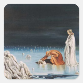 Dante & Virgil at Cocytus - Frozen Lake in Inferno Quadratischer Aufkleber