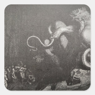 Dante & Virgil meet Minos and his tail - Inferno Quadratischer Aufkleber