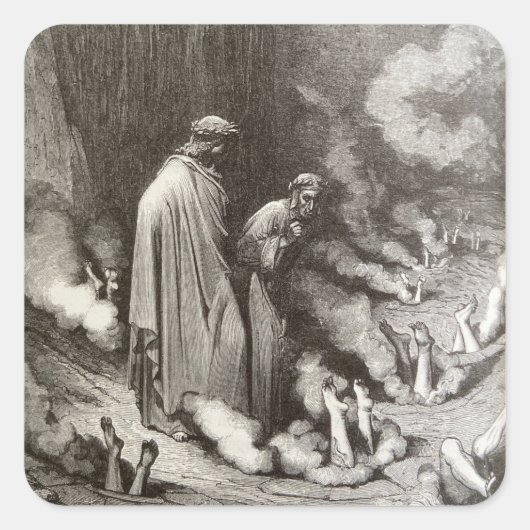 Dante & Virgil sehen Simoniacs Vergraben Quadratischer Aufkleber (Vorderseite)