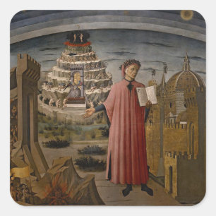 Dante vor dem Kloster Mt. Quadratischer Aufkleber