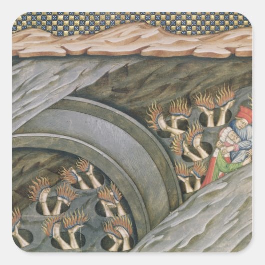 Dante's Inferno mit Kommentar Quadratischer Aufkleber (Vorderseite)