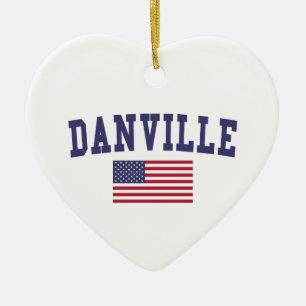 Danville CA US Flag Keramik Ornament
