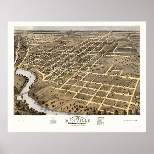 Danville, IL Panoramic Map - 1869 Poster (Vorne)