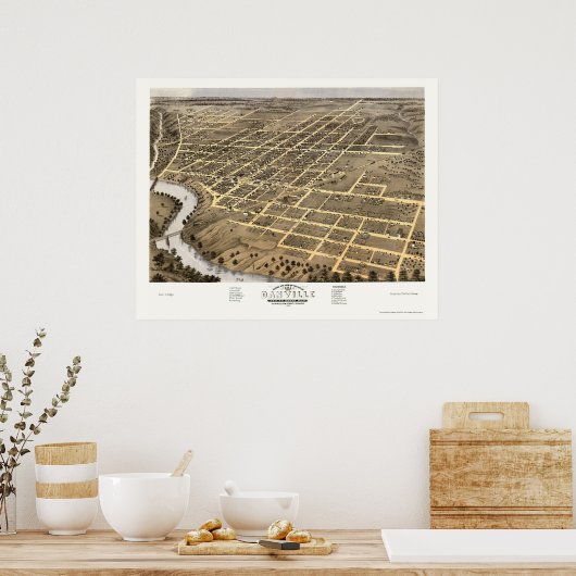 Danville, IL Panoramic Map - 1869 Poster (Küche)