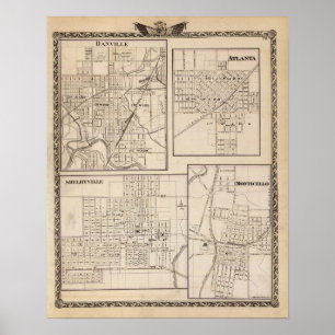 Danville, Shelbyville, Atlanta und Monticello Poster