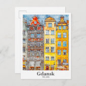 Danzig Polen Reisen Wasserfarben Hand gezogen Postkarte (Vorne/Hinten)