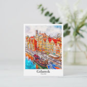 Danzig Polen Reisen Wasserfarben Hand gezogen Postkarte (Stehend Vorderseite)