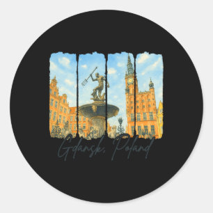 Danzig Polen Reisende Pinselstrich Danzig Souvenir Runder Aufkleber