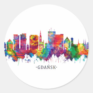 Danzig Polen Skyline Runder Aufkleber