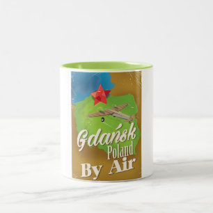 Danzig Polen Vintage-Flugposter Zweifarbige Tasse