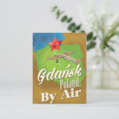 Danzig Polen Vintages Flugplakat Postkarte (Stehend Vorderseite)