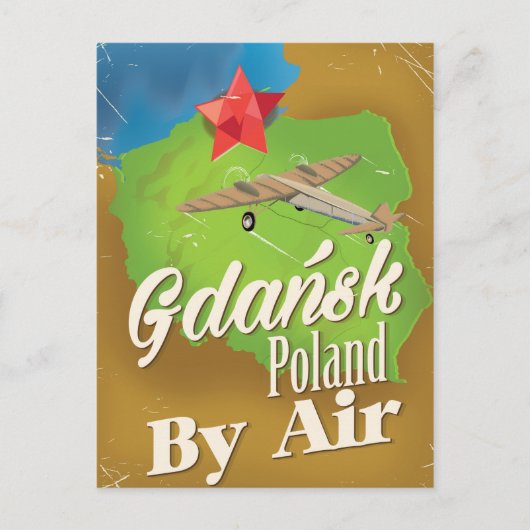 Danzig Polen Vintages Flugplakat Postkarte (Vorderseite)