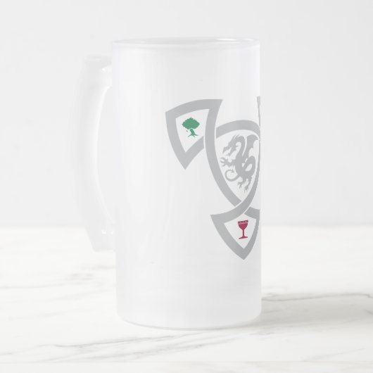 DAoC mattierte GlasTasse mit Knoten Mattglas Bierglas (Vorderseite Links)