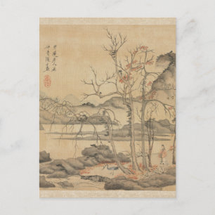 Daoist und Kranich in der Herbstlandschaft von Hon Postkarte