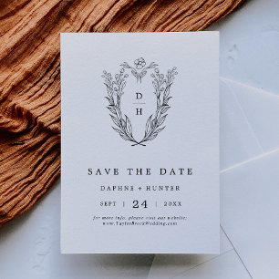 DAPHNE Classic Elegante Schwarz-weiße Blumenhochze Save The Date