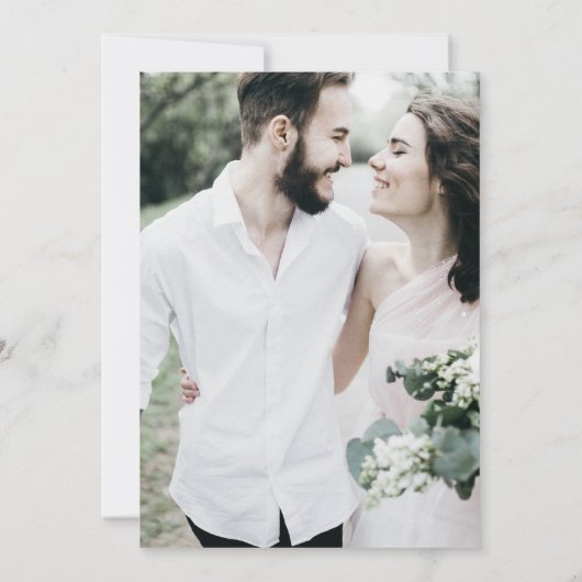 DAPHNE Classic Schwarz-weiß Floral Foto Wedding Einladung (Rückseite)