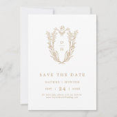 DAPHNE Classy Gold White Wappen Boho Simple Weddin Save The Date (Vorderseite)