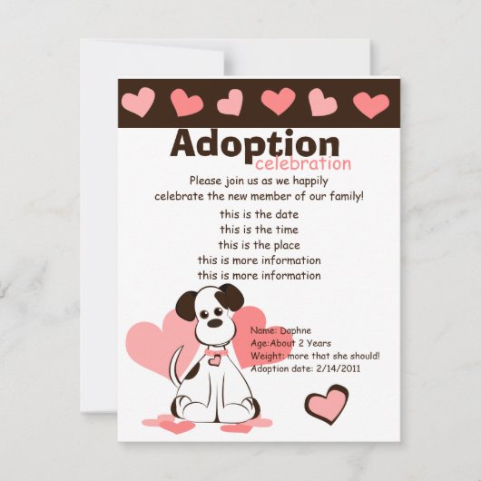 Daphne der Adoptiert Hund Einladung (Vorderseite)