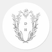 DAPHNE Einfache Schwarz-weiße Weihnachtszeitschrif Runder Aufkleber (Vorderseite)