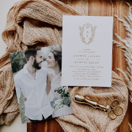 DAPHNE Elegant Gold Klassisches Foto Hochzeit Einladung