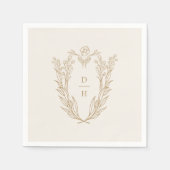 DAPHNE Elegante Cream Gold Klassische Hochzeit Serviette (Vorderseite)