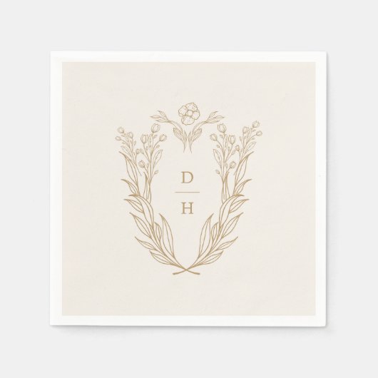 DAPHNE Elegante Cream Gold Klassische Hochzeit Serviette (Vorderseite)