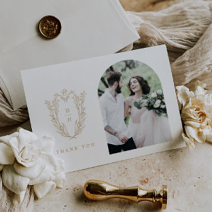 DAPHNE Flat Elegantes Gold Extravagantes Foto Hoch Dankeskarte