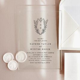 DAPHNE Floral Monogram Classic Vintage Wedding Acryleinladungen