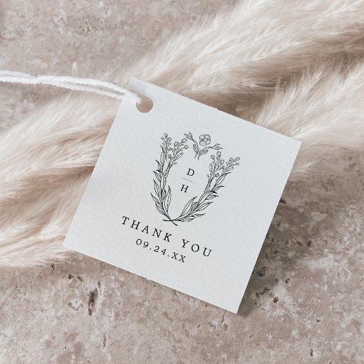 DAPHNE Floral Schwarz-weiß Simple Wedding Vielen D Geschenkanhänger