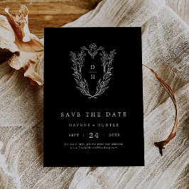 DAPHNE Formal Dark Black Classic Floral Wedding Save The Date