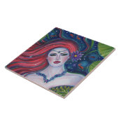 Daphne mermaid mit Lotus von Renee Lavoie Fliese (Seite)
