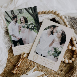 DAPHNE Minimalistisch Creme Gold Boho Vintage Wedd Save The Date