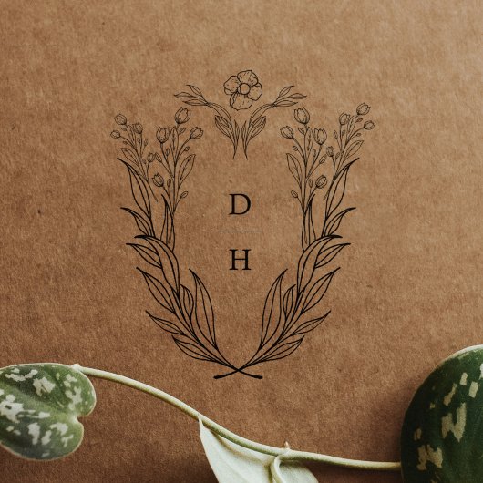 DAPHNE Monogram Greenery Wedding Rubber Briefmarke Gummistempel