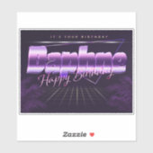 Daphne Name Vorname lila retro Sticker Geburtstag (Blatt)