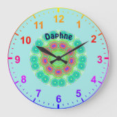 DAPHNE Personalisiert~Kaleidoskop Circles Fraktal Große Wanduhr (Vorderseite)