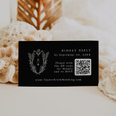 DAPHNE QR Code Chic Black Wedding RSVP Cards Begleitkarte