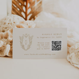 DAPHNE QR Code Cream Gold Boho Wedding RSVP Cards Begleitkarte