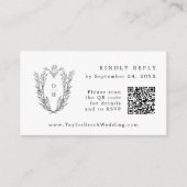 DAPHNE QR-Code Schwarz-weiße Hochzeitungs-RSVP-Kar Begleitkarte (Vorderseite)