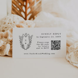 DAPHNE QR-Code Schwarz-weiße Hochzeitungs-RSVP-Kar Begleitkarte