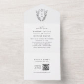 DAPHNE QR Code Schwarz-weiße Vintage Hochzeit All In One Einladung (Innen Boden)