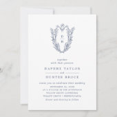 DAPHNE QR Code White Blue Minimalistisch Navy Hoch Einladung (Vorderseite)