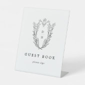 DAPHNE Schwarz-weiß Classic Wedding Guest Book Sig Sockelschild (Vorderseite)