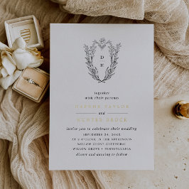 DAPHNE Schwarz-weiß Gold Monogram Greenerity Weddi Folieneinladung