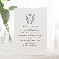 DAPHNE Schwarz-weiß Vintage Wedding Bar Menu Signa