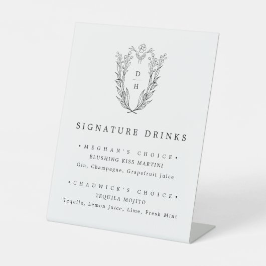 DAPHNE Schwarz-weißes einfaches Heiratssignaturget Sockelschild (Vorderseite)