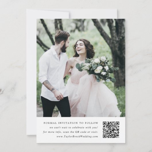 DAPHNE Schwarz-weißes florales Wappen Minimalistis Save The Date (Rückseite)